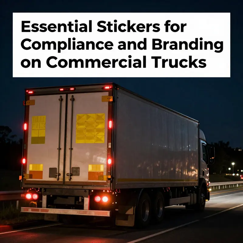 A commercial truck with a visible DOT compliance label, essential for regulatory adherence.