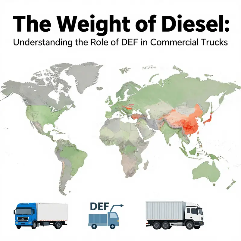 Commercial diesel trucks lined at a logistics center with DEF storage, symbolizing market dominance.