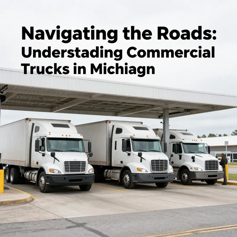 Different types of commercial trucks operating on Michigan roads, illustrating their classification.
