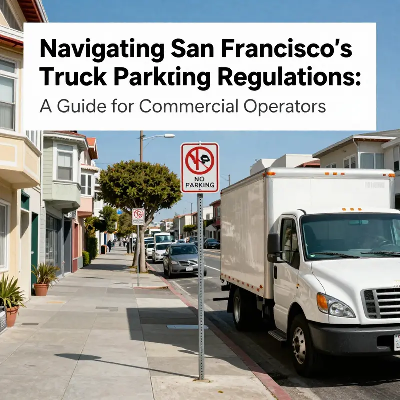 An example of San Francisco’s residential parking regulations showcasing ‘No Parking’ signs for commercial vehicles.