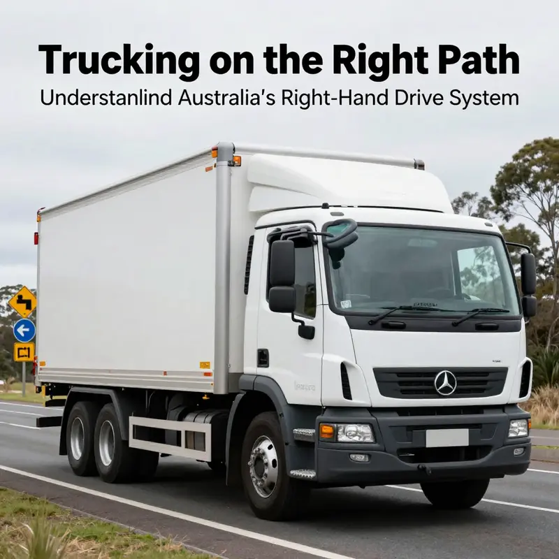Commercial trucks in Australia feature right-hand drive, crucial for navigation on the left side of the road.