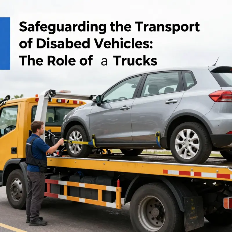 A detailed view of the operational mechanisms within a flatbed tow truck as it prepares to transport a disabled vehicle.