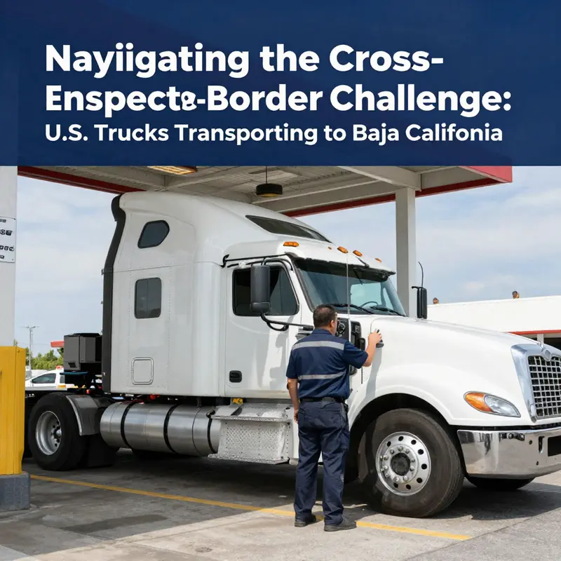 Trucks waiting at the U.S.-Mexico border crossing, showcasing the importance of regulatory compliance.