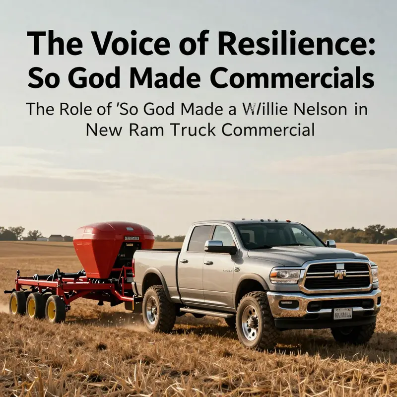 Willie Nelson performing in the new Ram Truck commercial, emphasizing his deep connection to rural values.