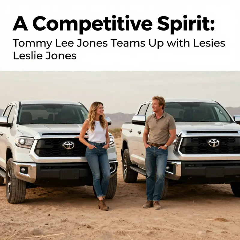 Tommy Lee Jones and Leslie Jones in the desert, highlighting their chemistry in the truck commercial.