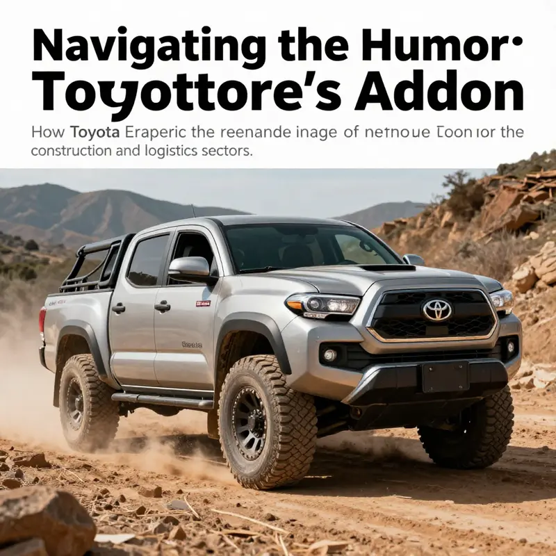 A Toyota Tacoma driving through rugged terrain, symbolizing its capabilities and the creativity of its advertising.