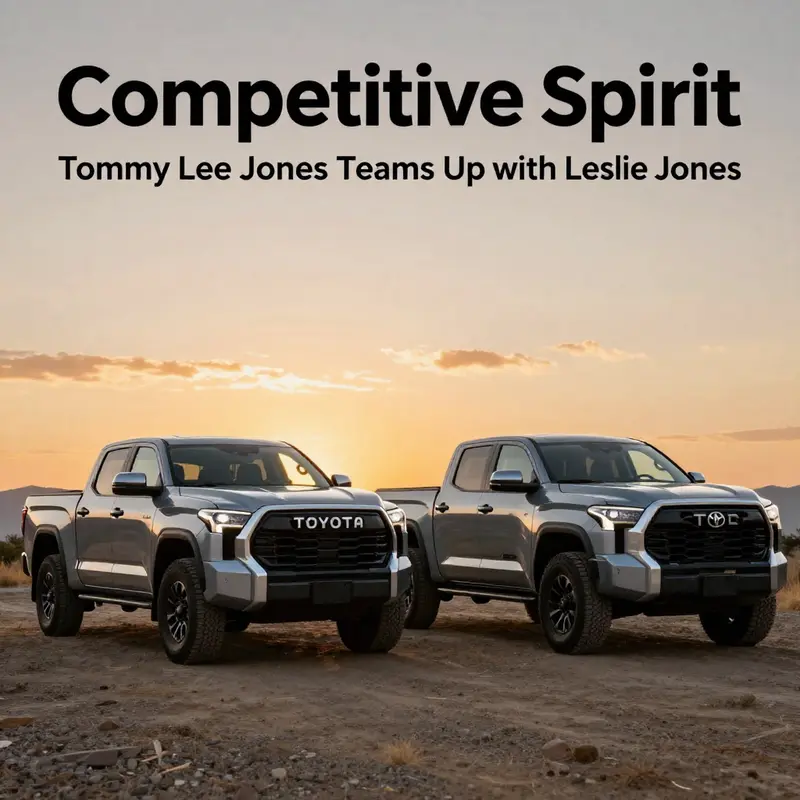 Tommy Lee Jones and Leslie Jones in the desert, highlighting their chemistry in the truck commercial.