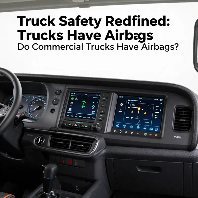 A semi-truck showcasing the structural and safety features that take priority over airbags.