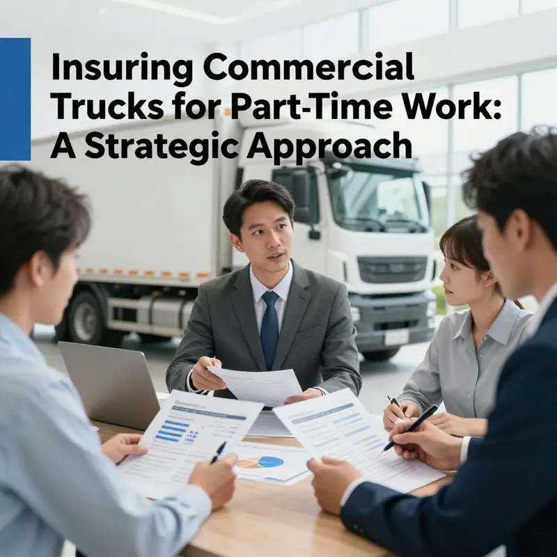 Fleet managers discussing customized insurance options for part-time commercial trucks.
