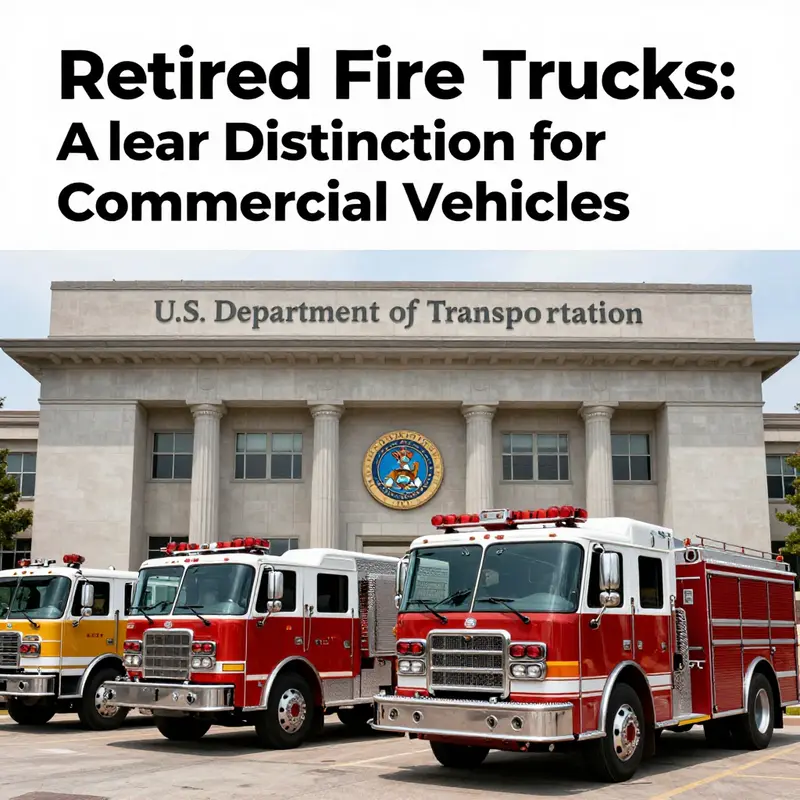 An old retired fire truck, illustrating its status as a non-commercial vehicle.