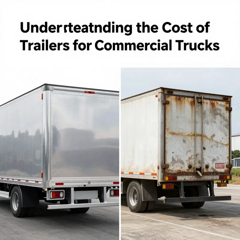 An array of new commercial truck trailers highlighting the variety in types and pricing.