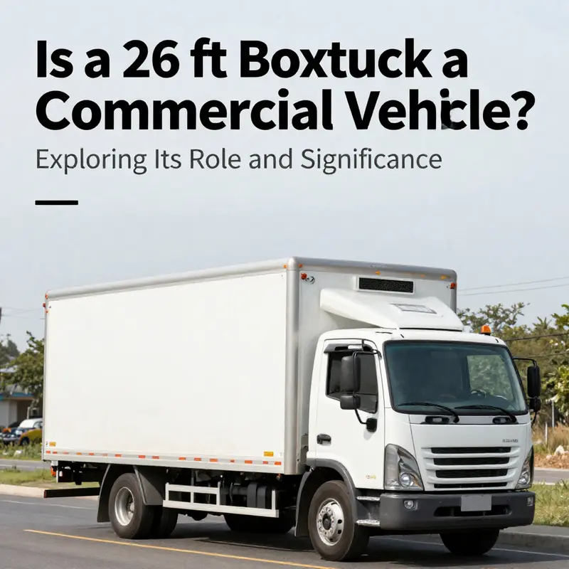 A 26 ft box truck at a loading dock, exemplifying its classification as a commercial vehicle.