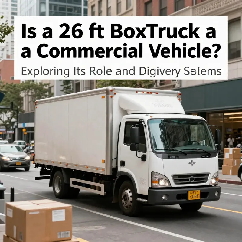 A 26 ft box truck at a loading dock, exemplifying its classification as a commercial vehicle.