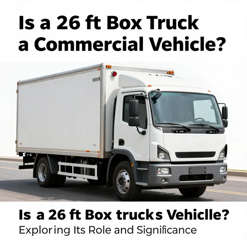 A 26 ft box truck at a loading dock, exemplifying its classification as a commercial vehicle.