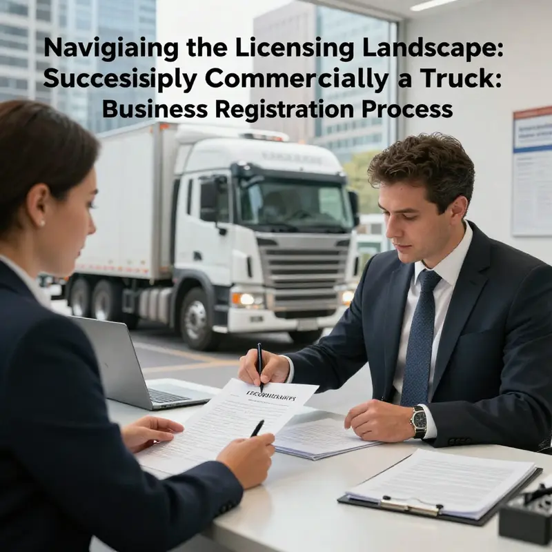 A business owner navigating the registration process for their trucking company.