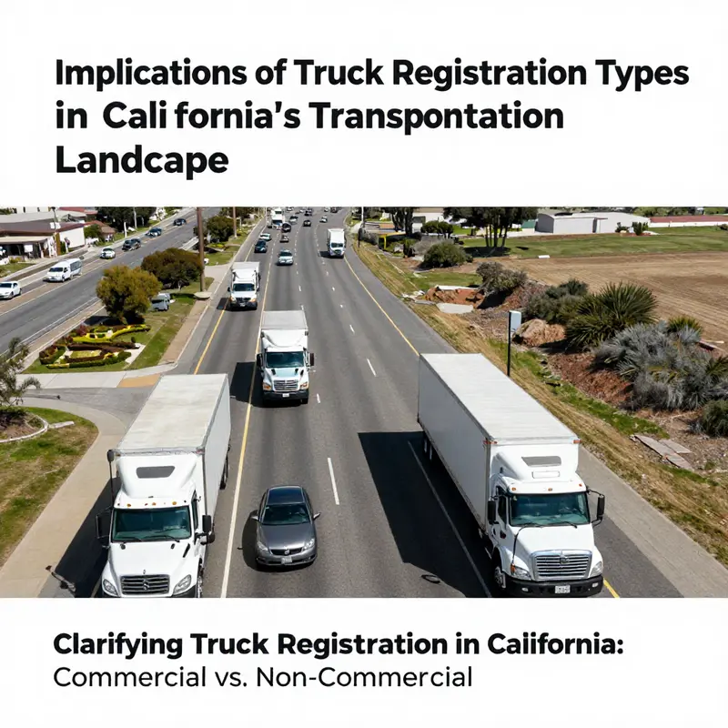A variety of trucks illustrating the distinction between commercial and non-commercial vehicles in California.