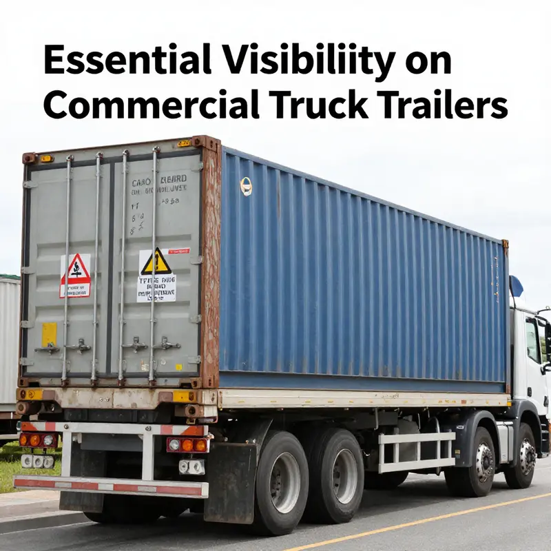 Identification numbers and logos prominently displayed on a commercial truck trailer, showcasing adherence to compliance standards.