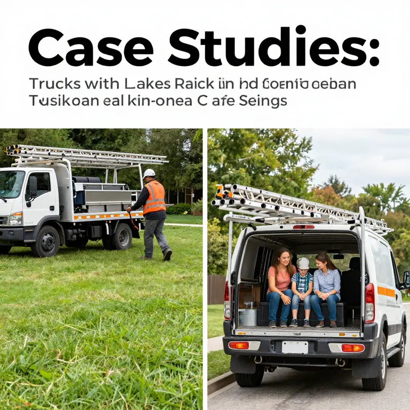 A truck equipped with a ladder rack at a construction site, exemplifying its use in a commercial capacity.