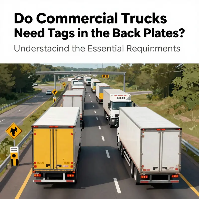 A close-up of commercial truck license plates demonstrating compliance with legal regulations.