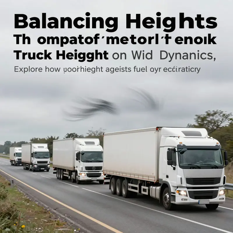 Image of trucks with different body heights on a highway demonstrating their aerodynamic profiles against the wind.