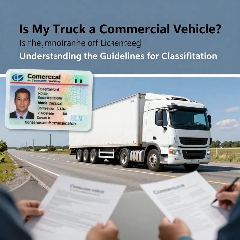 A truck actively used for transporting goods at a construction site, illustrating the concept of commercial vehicle classification.