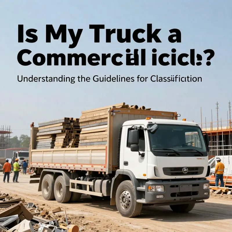 A truck actively used for transporting goods at a construction site, illustrating the concept of commercial vehicle classification.