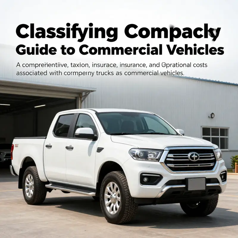 An image showcasing a company pickup truck in an industrial environment, emphasizing its classification as a commercial vehicle.
