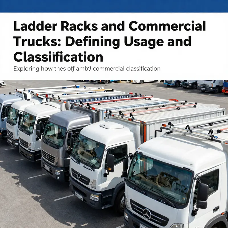 A view of a fleet lot filled with trucks equipped with ladder racks, symbolizing commercial use.