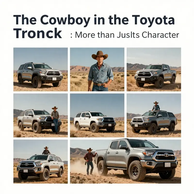 The cowboy figure stands as a symbol of adventure and resilience, representing Toyota’s brand values.