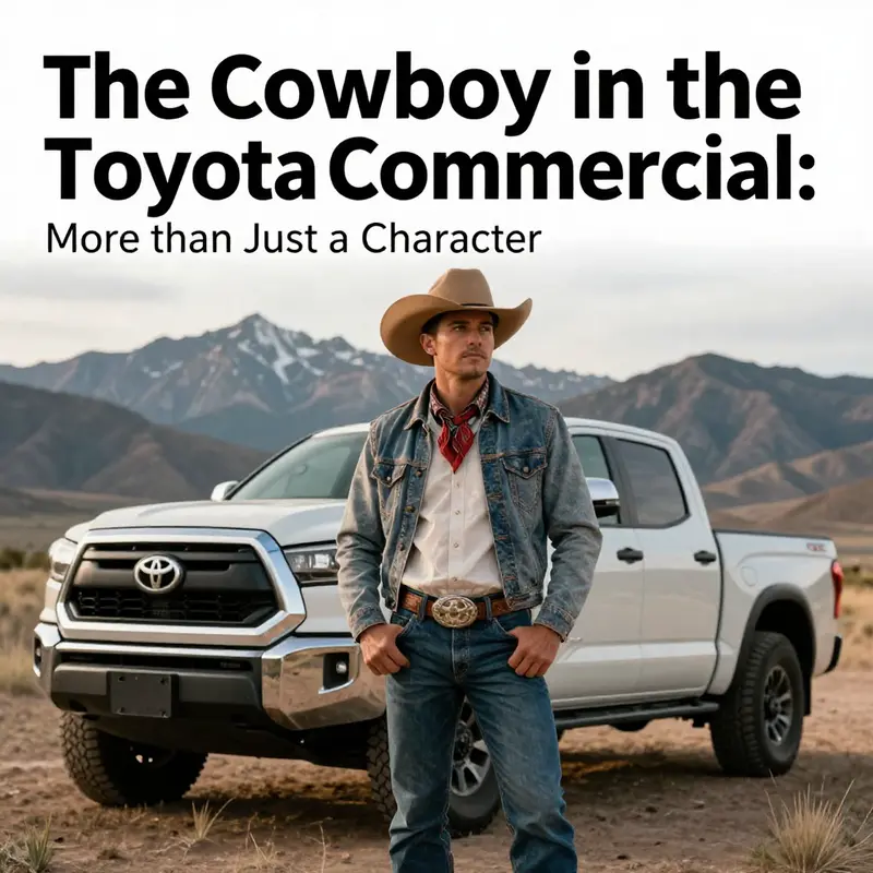A cowboy standing proud next to a Toyota truck with mountains in the background, representing adventure.