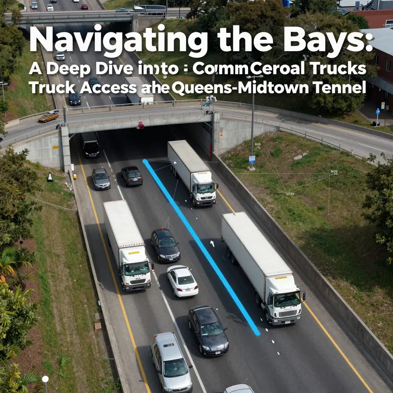 Visual representation of commercial trucks entering the Queens-Midtown Tunnel under regulatory oversight.