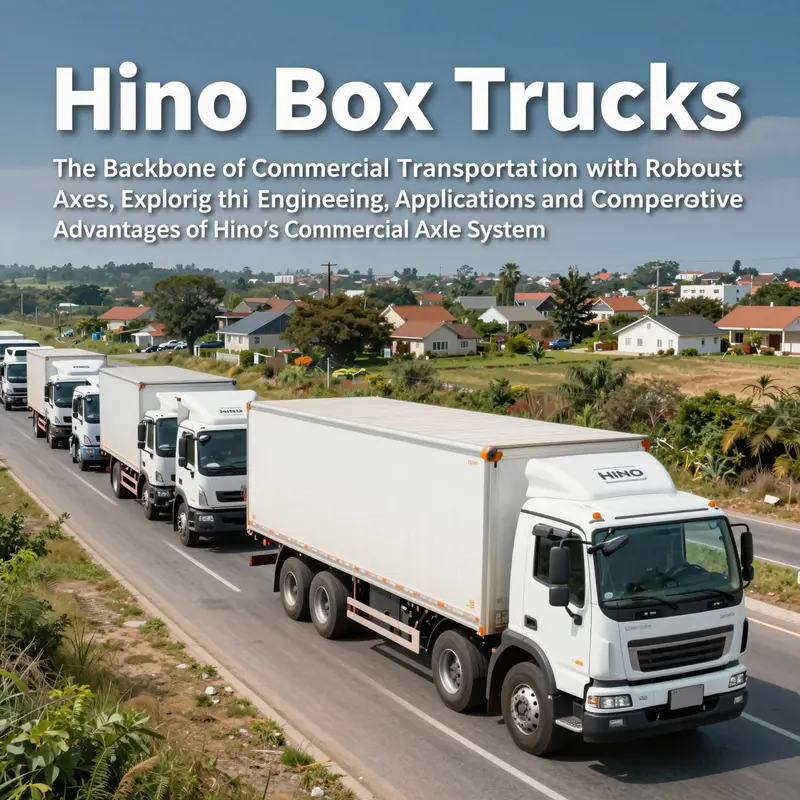 A fleet of Hino box trucks displayed across urban and rural environments, representing their versatility and commercial application.