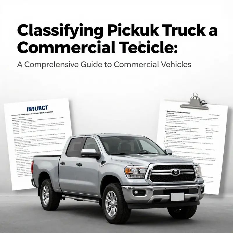 Illustration depicting various pickup trucks used in commercial settings, emphasizing their classification.