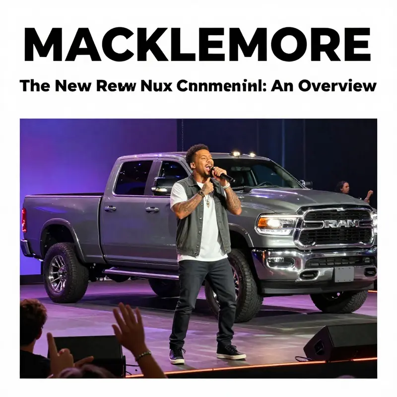 Macklemore captivates the audience with his performance in the Ram truck commercial, symbolizing innovation and strength.