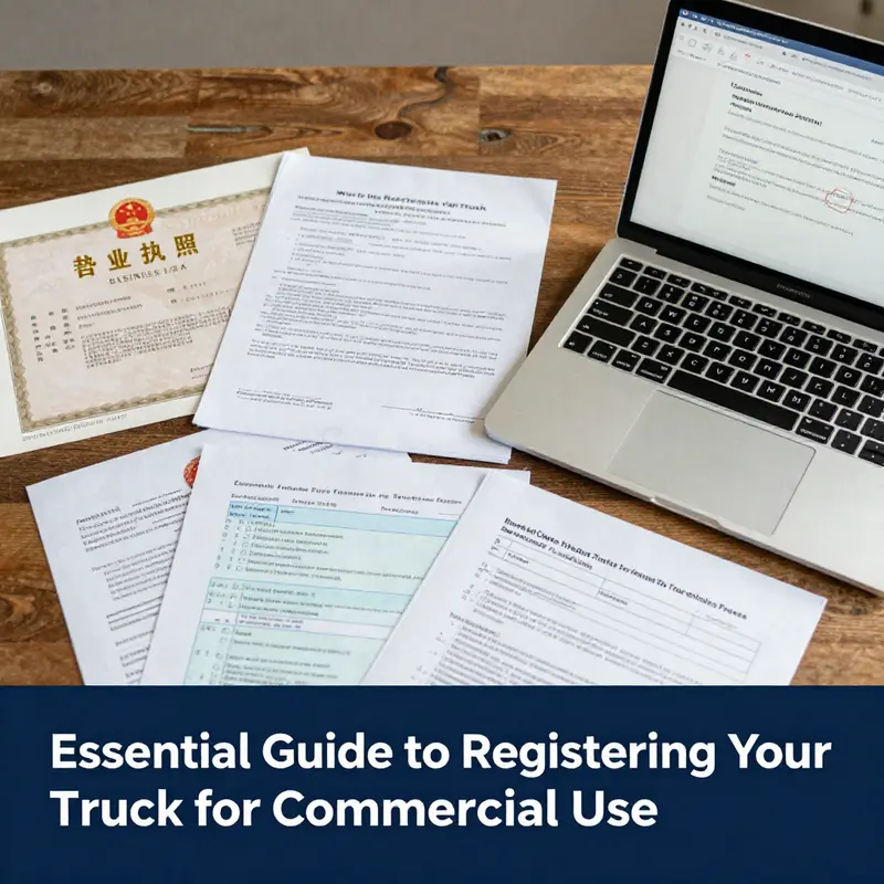 A commercial truck parked at a freight warehouse, emphasizing the need for immediate registration for business operations.
