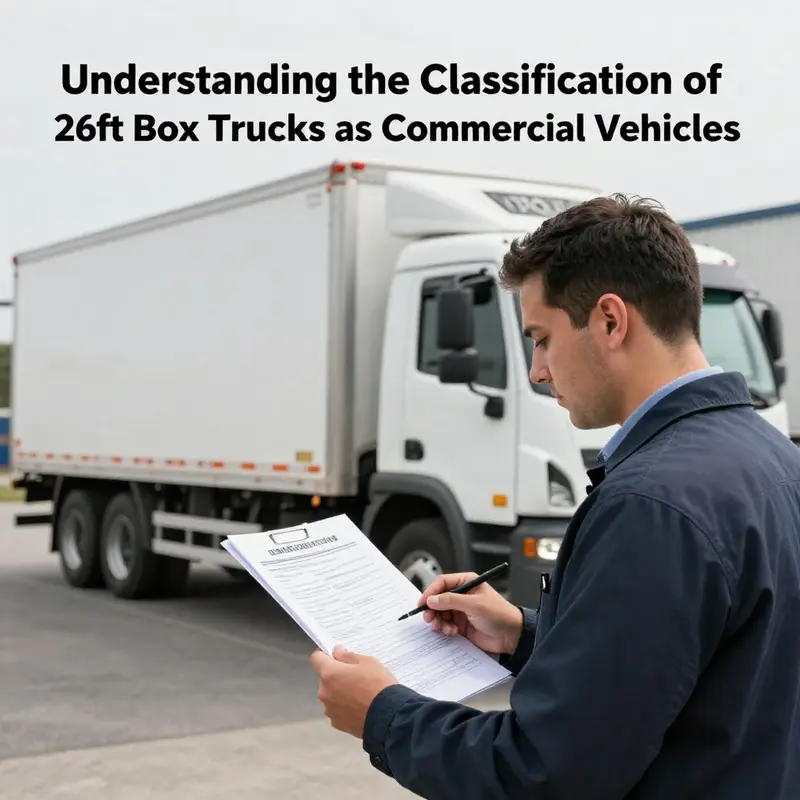 A 26ft box truck engaged in commercial delivery, emphasizing its significance in urban logistics.