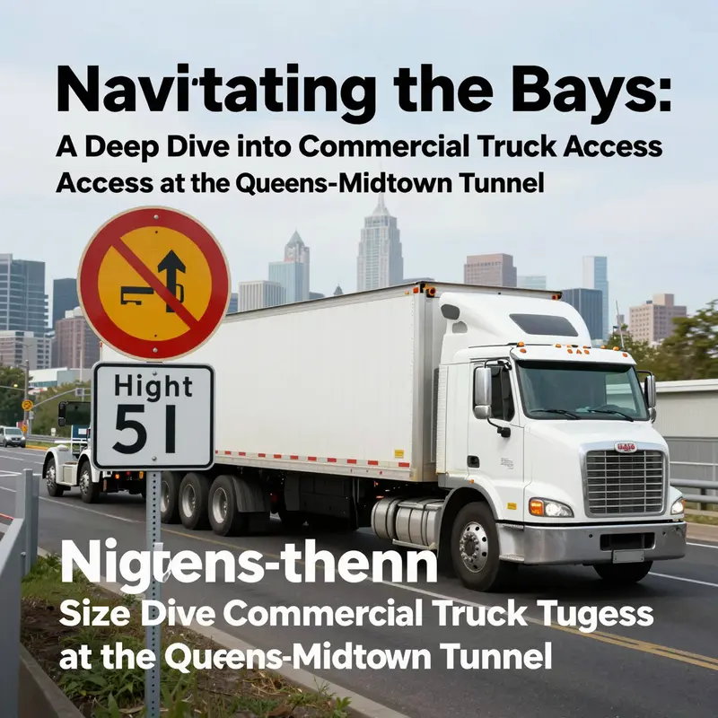 Visual representation of commercial trucks entering the Queens-Midtown Tunnel under regulatory oversight.