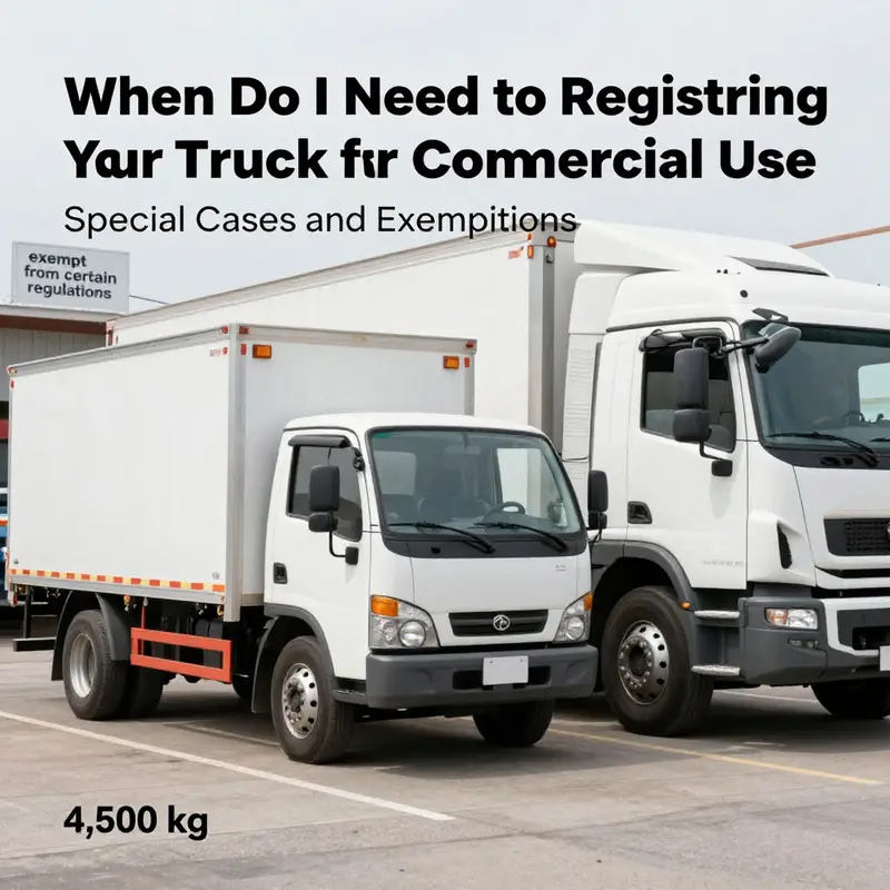 A commercial truck parked at a freight warehouse, emphasizing the need for immediate registration for business operations.