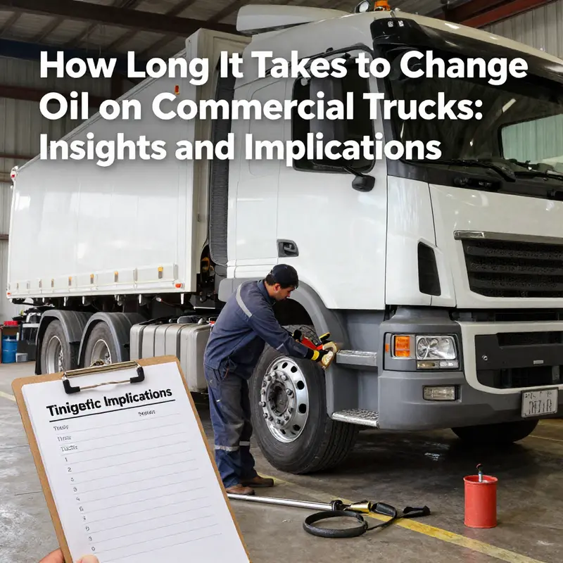 A mechanic changing oil on a commercial truck while keeping track of time estimates.