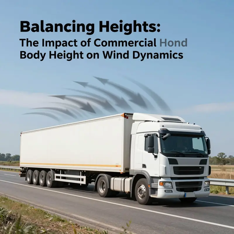 Illustration of how different truck body heights interact with wind dynamics, affecting aerodynamics and drag.