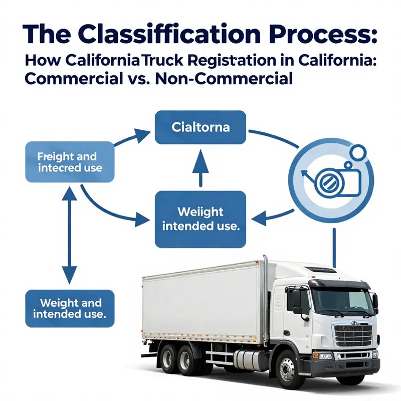 A variety of trucks illustrating the distinction between commercial and non-commercial vehicles in California.