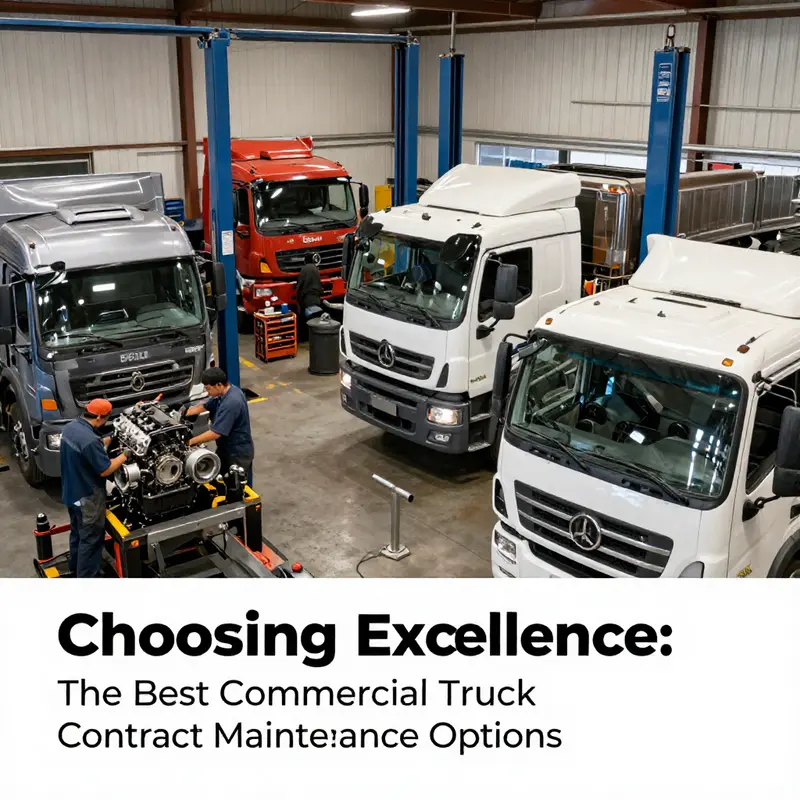 A scene depicting expert mechanics tending to commercial trucks, emphasizing the importance of specialized maintenance services.