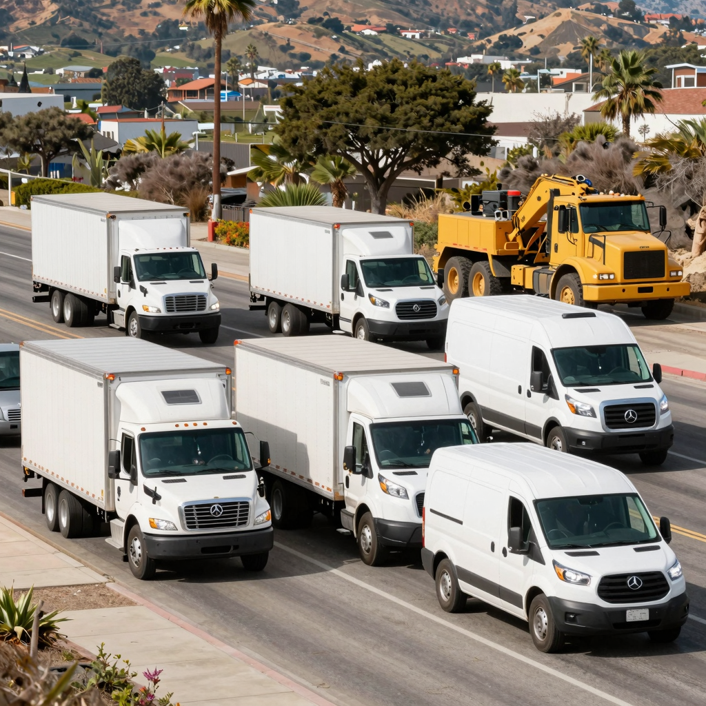 A variety of trucks operating in California