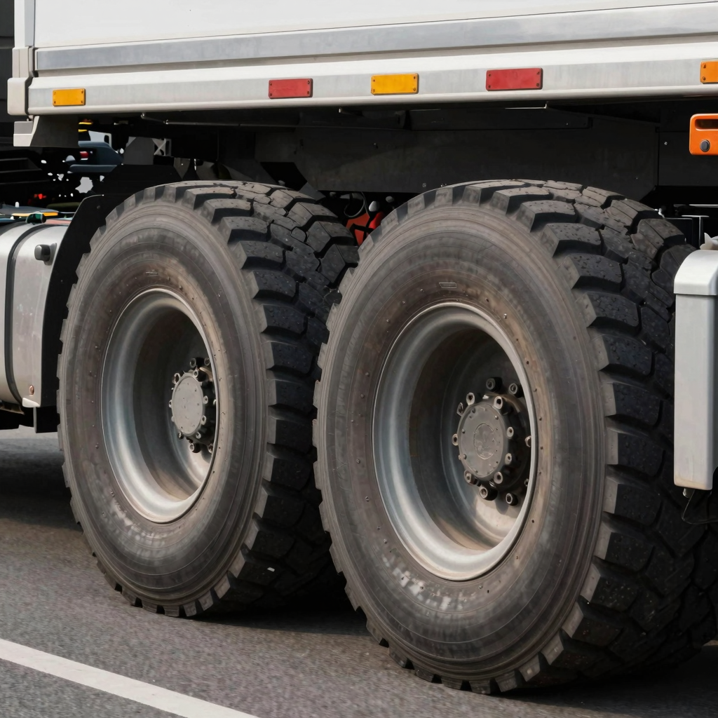 Commercial truck tires in action