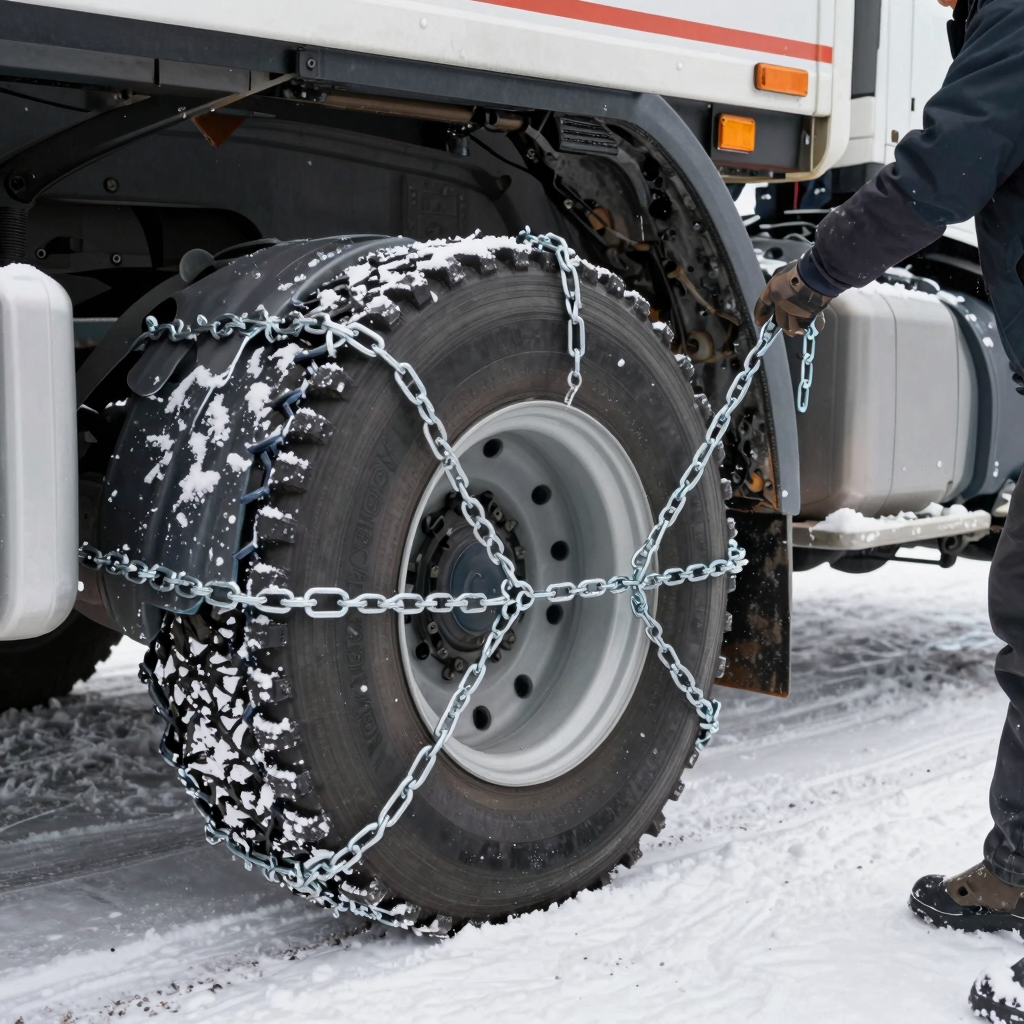 Installing Snow Chains on a Truck