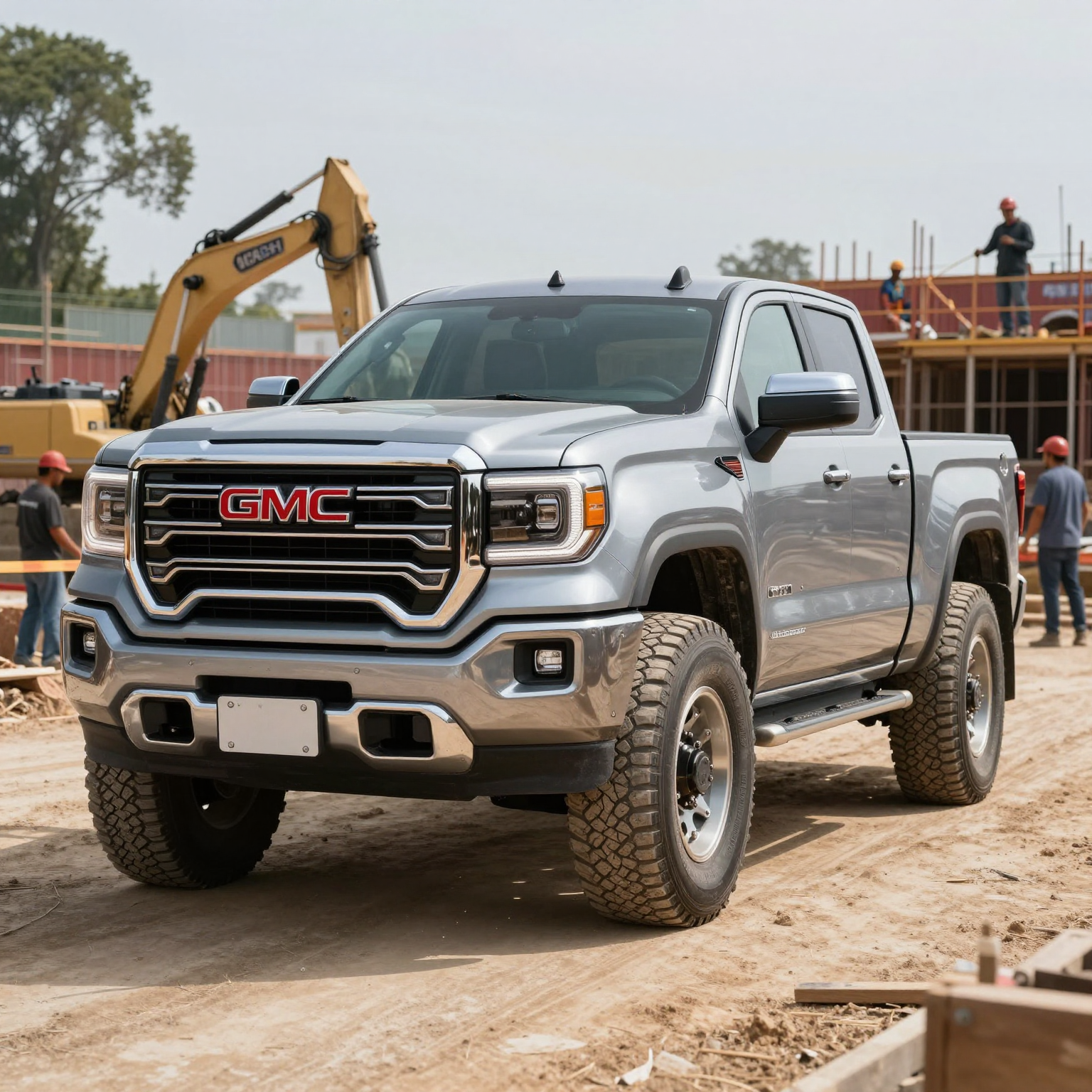 GMC Truck in Construction Setting