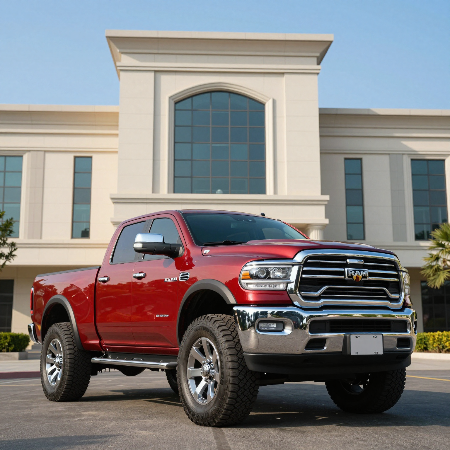 Ram Truck against a Building