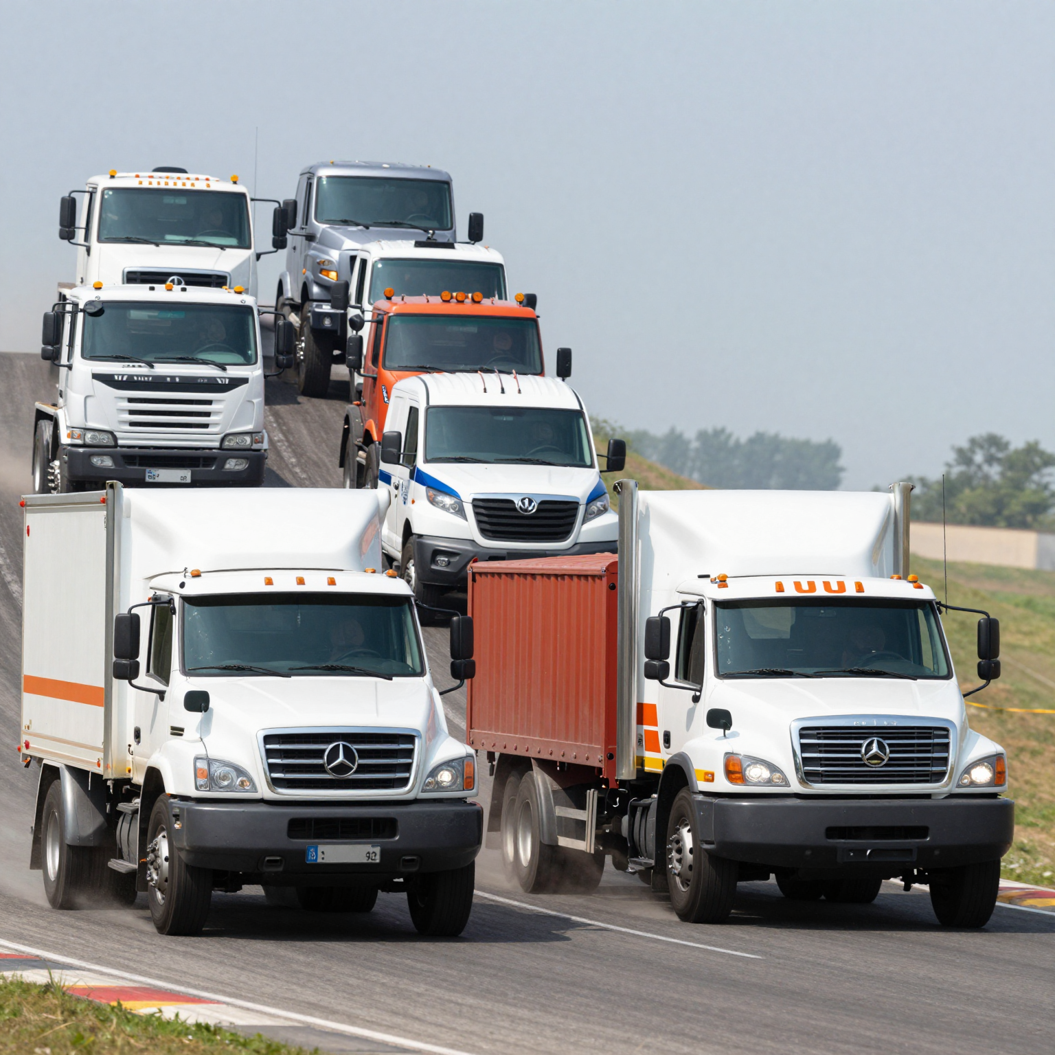 A lineup of different truck models showcasing diversity and modernity