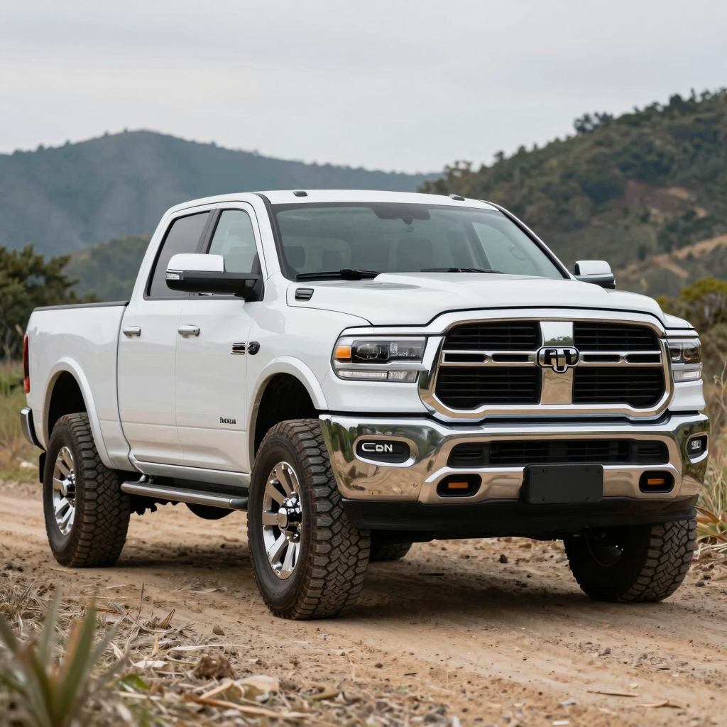 A powerful Ram truck featured in a scenic outdoor setting.