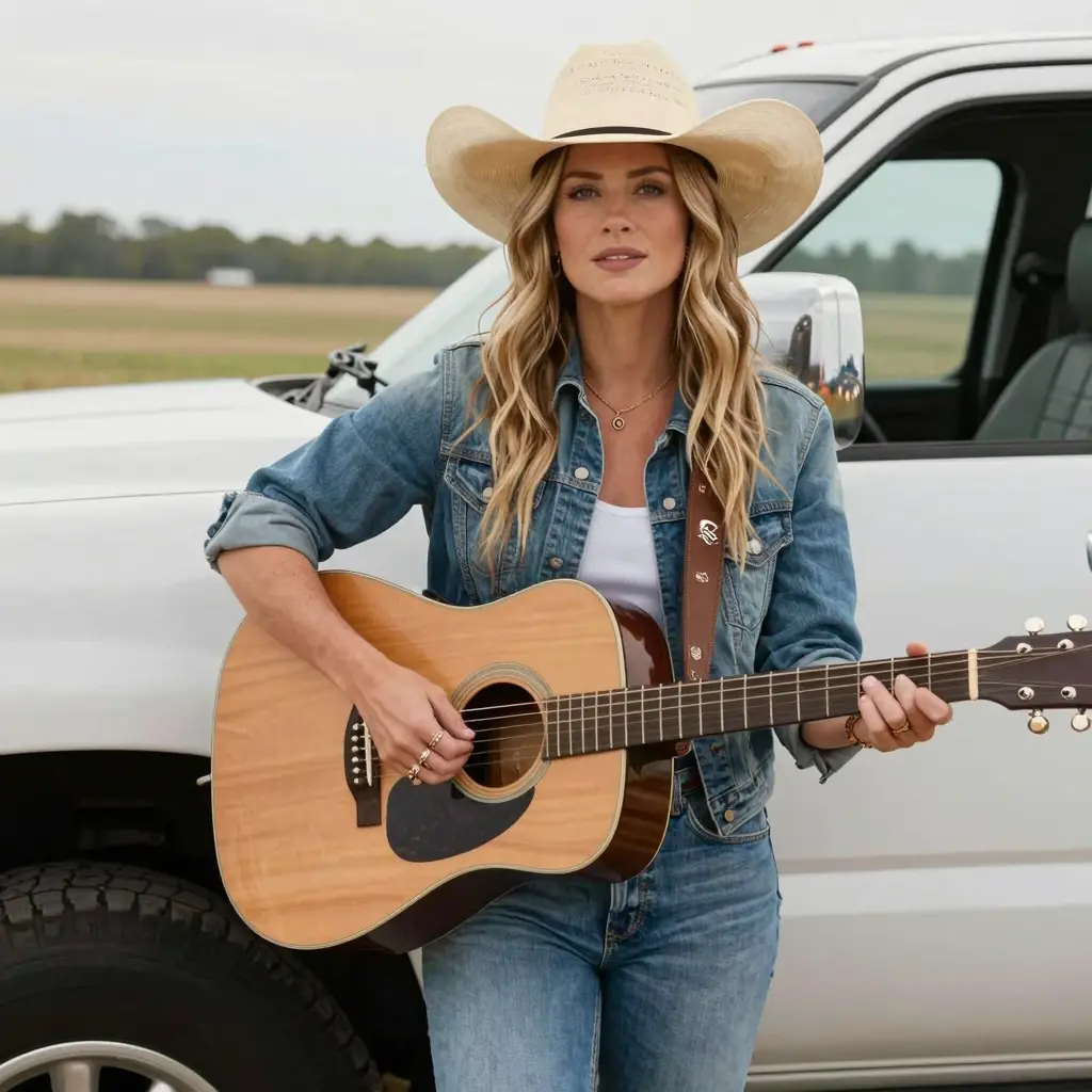 Lainey Wilson with elements of country music and trucking